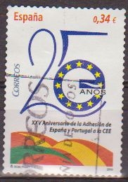 z vendido España 2010 4574 Sello º 25 Aniv. Adhesión a la CEE Timbre Espagne Spain Spagna